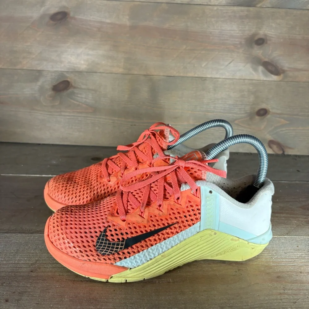 nike metcon 6 womens size 6 shoes orsnge athletic lifting training sneakers